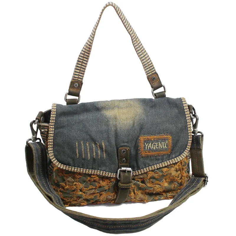 Denim Side Bags Womens Blue Denim Messenger Bag Vintage Denim Shoulder Bags For Women