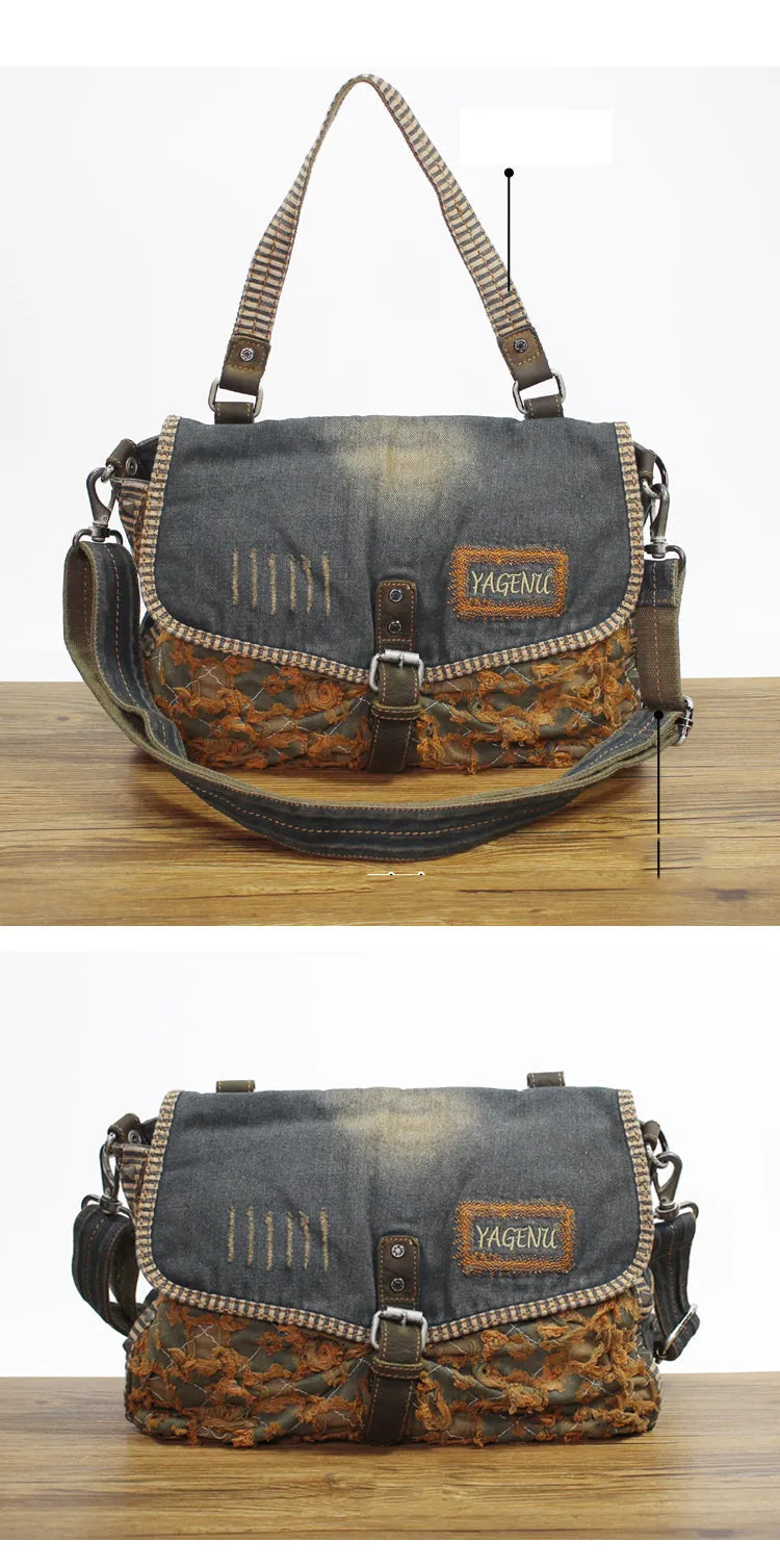 Denim Side Bags Womens Blue Denim Messenger Bag Vintage Denim Shoulder Bags For Women