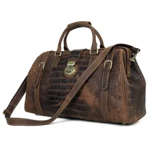 Designer Crazy Horse Leather Duffle Bag, Leather Travel Bag, Leather Weekender Bag