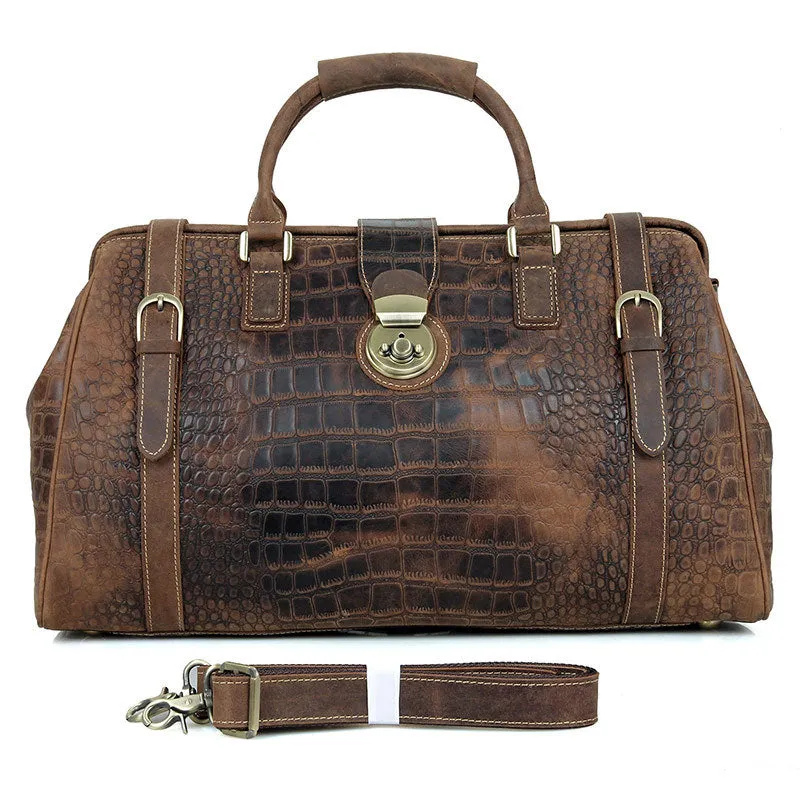 Designer Crazy Horse Leather Duffle Bag, Leather Travel Bag, Leather Weekender Bag