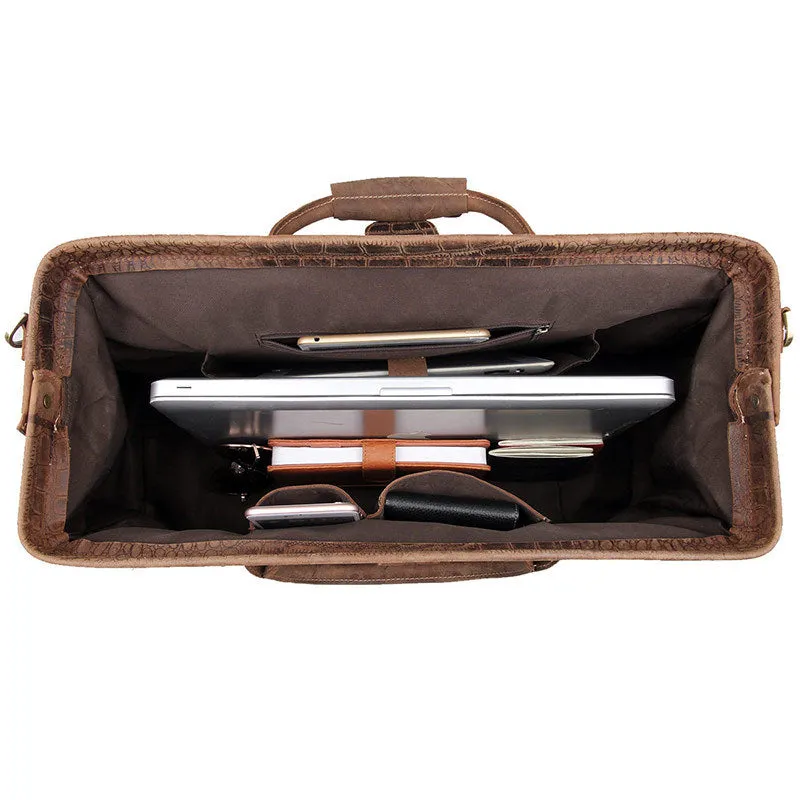 Designer Crazy Horse Leather Duffle Bag, Leather Travel Bag, Leather Weekender Bag