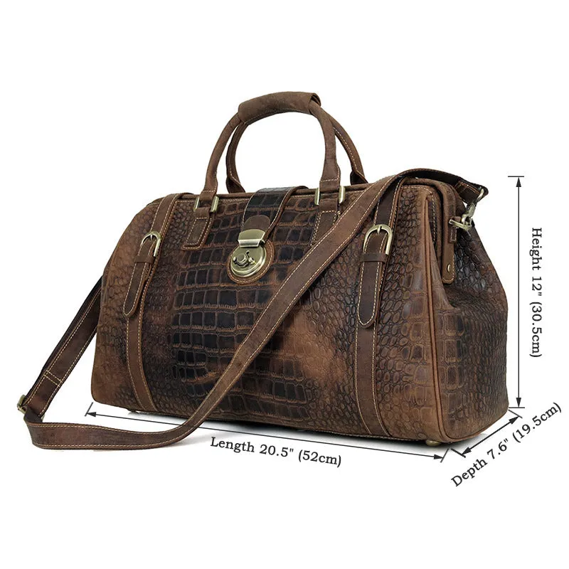 Designer Crazy Horse Leather Duffle Bag, Leather Travel Bag, Leather Weekender Bag