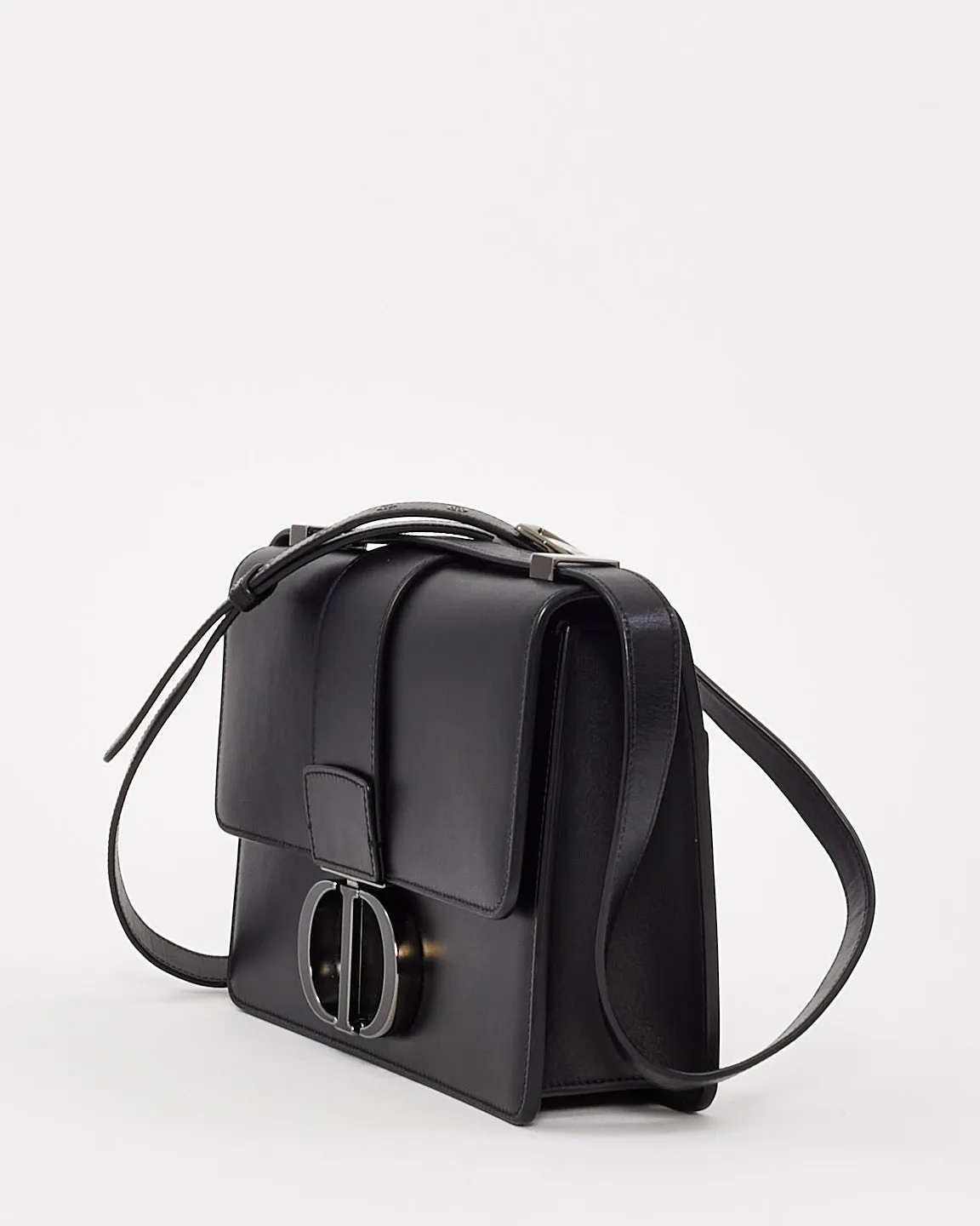 Dior Black Smooth Leather 30 Montaigne Bag with Black Hardware