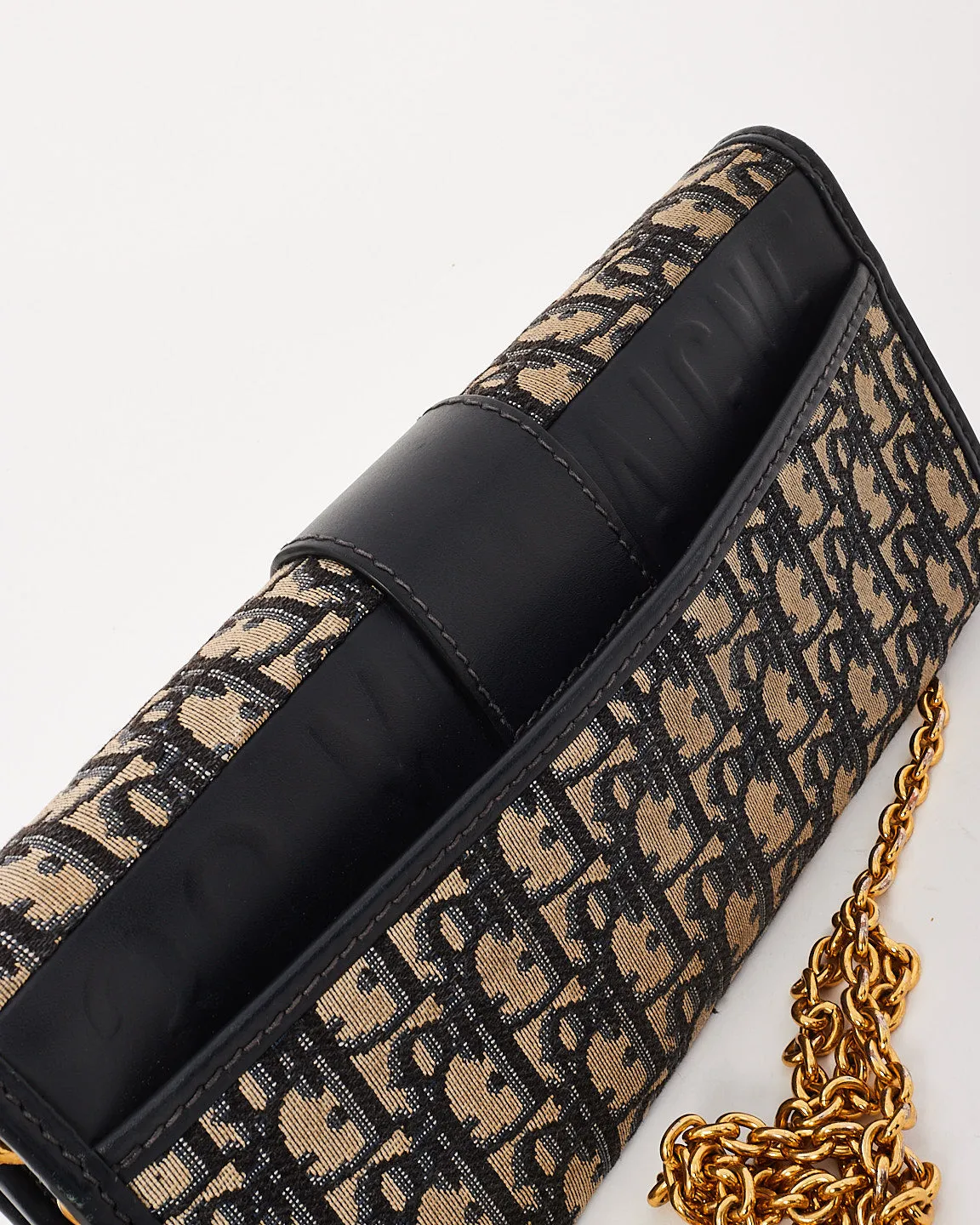 Dior Navy Oblique Canvas 30Montaigne Chain Clutch Bag
