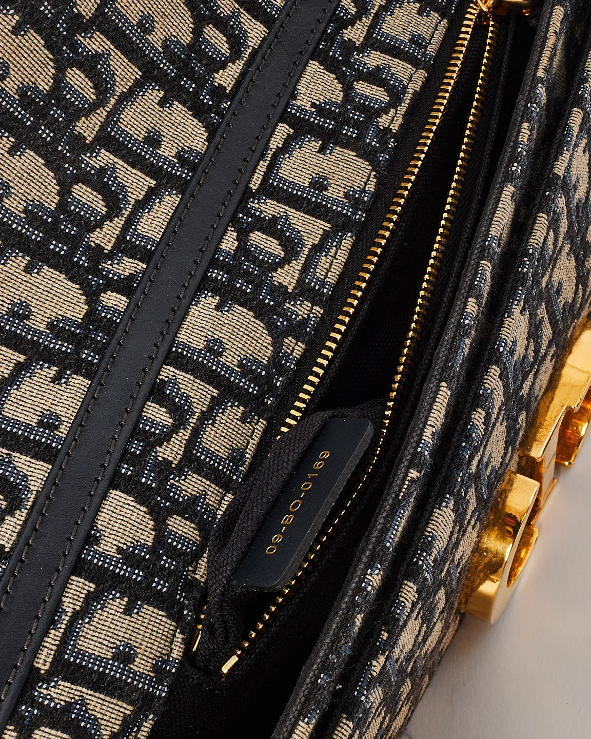 Dior Navy Oblique Canvas 30Montaigne Chain Clutch Bag