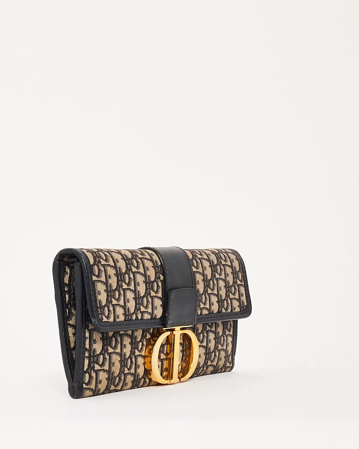 Dior Navy Oblique Canvas 30Montaigne Chain Clutch Bag