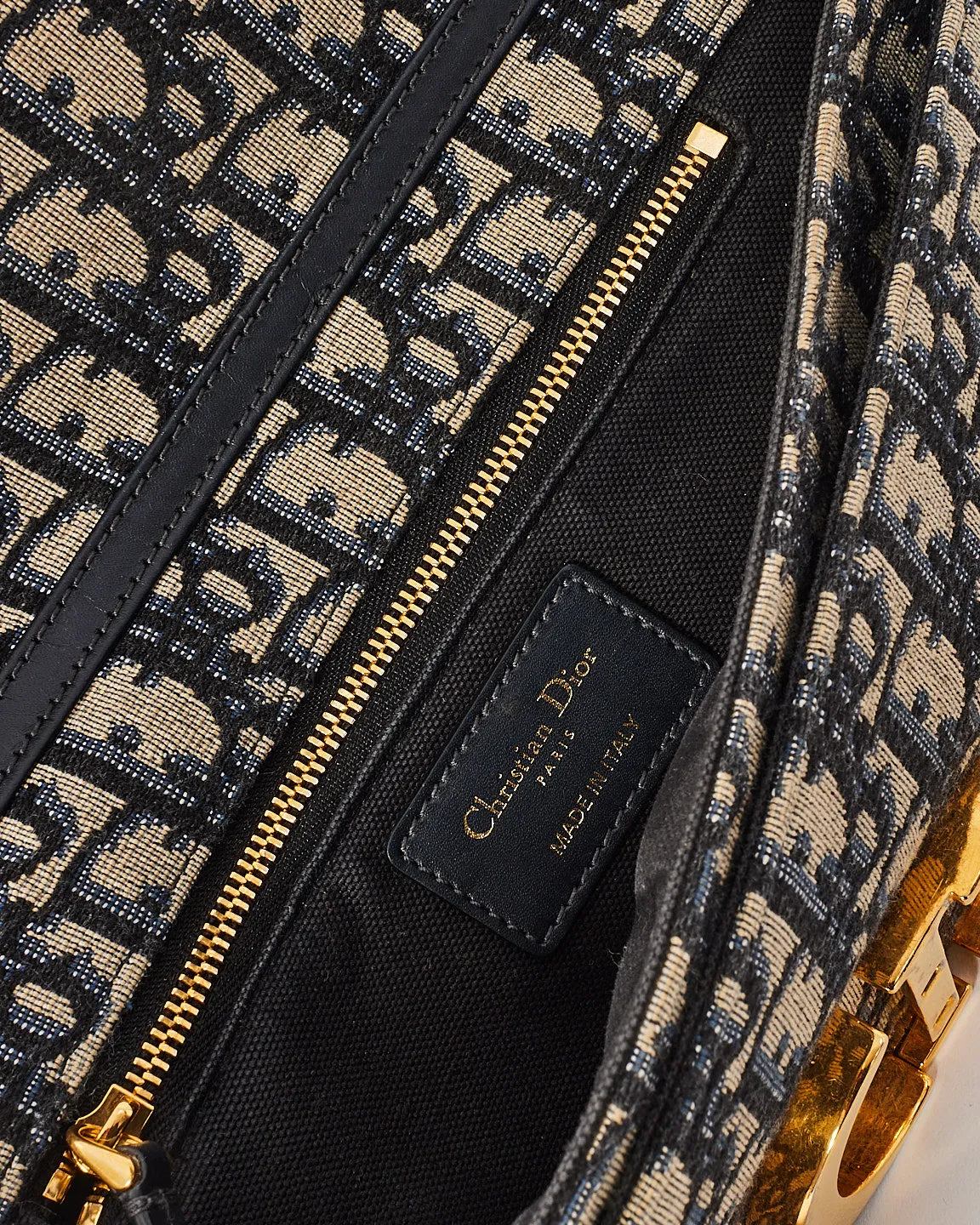 Dior Navy Oblique Canvas 30Montaigne Chain Clutch Bag