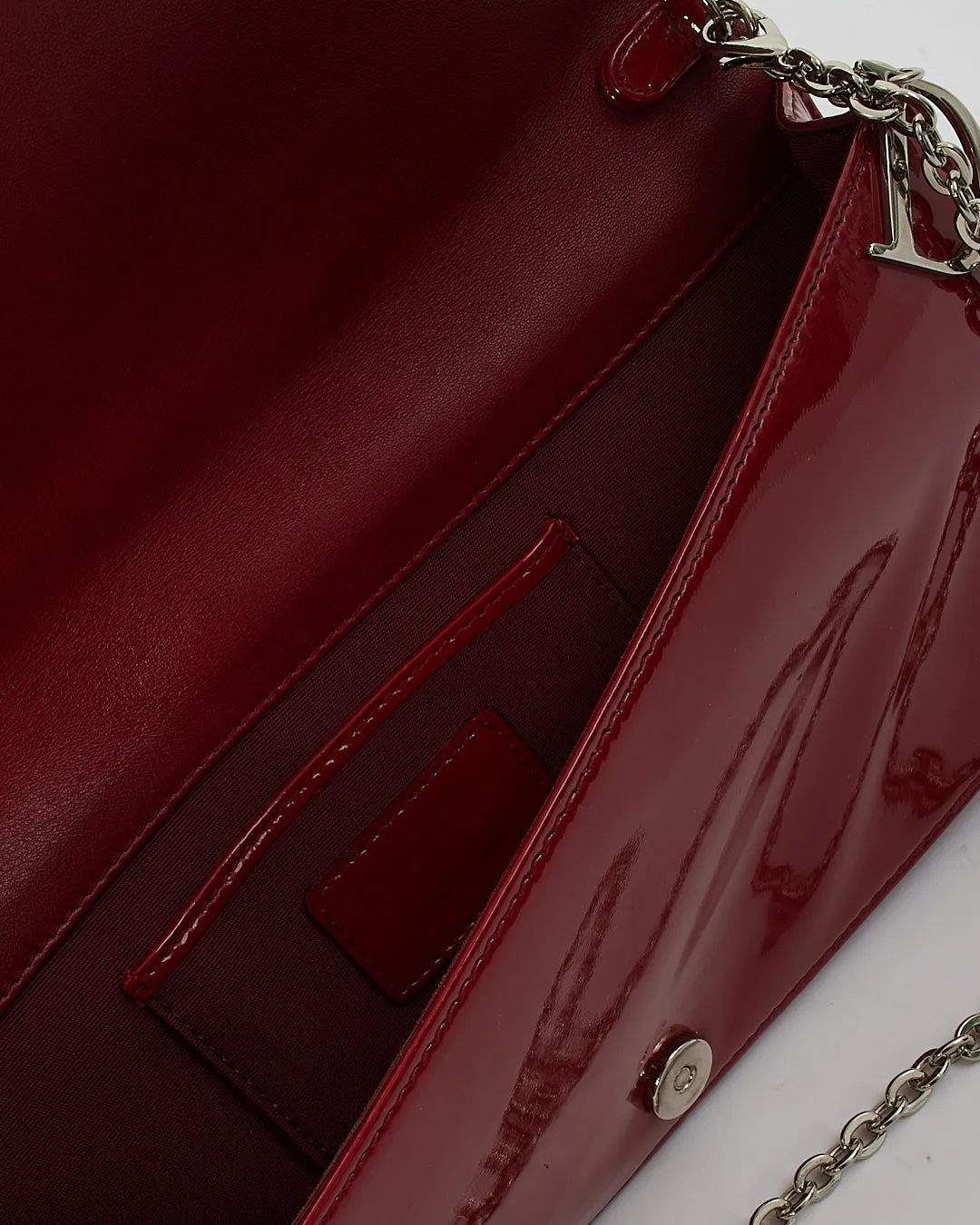 Dior Red Cannage Patent Leather Lady Dior Chain Clutch