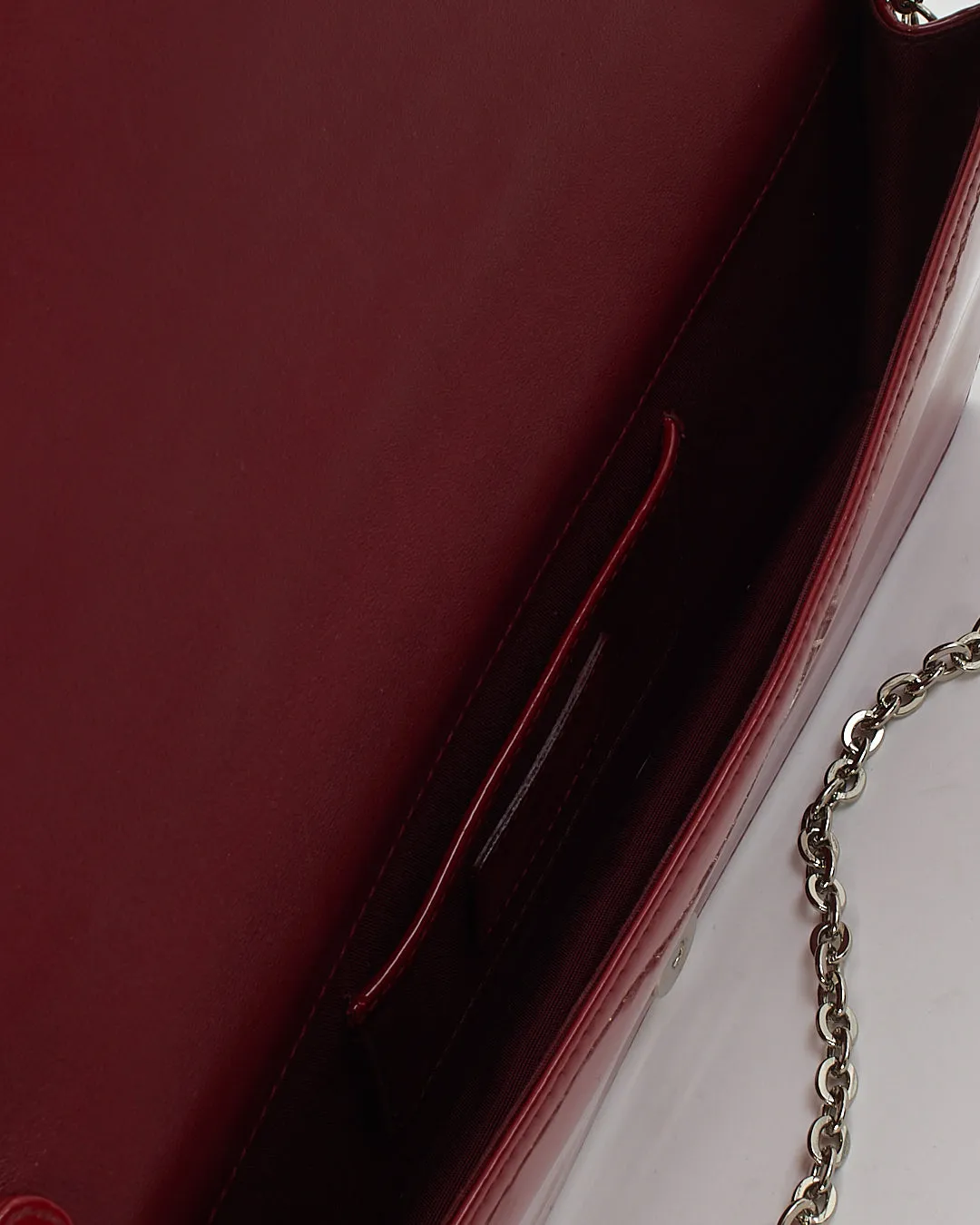 Dior Red Cannage Patent Leather Lady Dior Chain Clutch