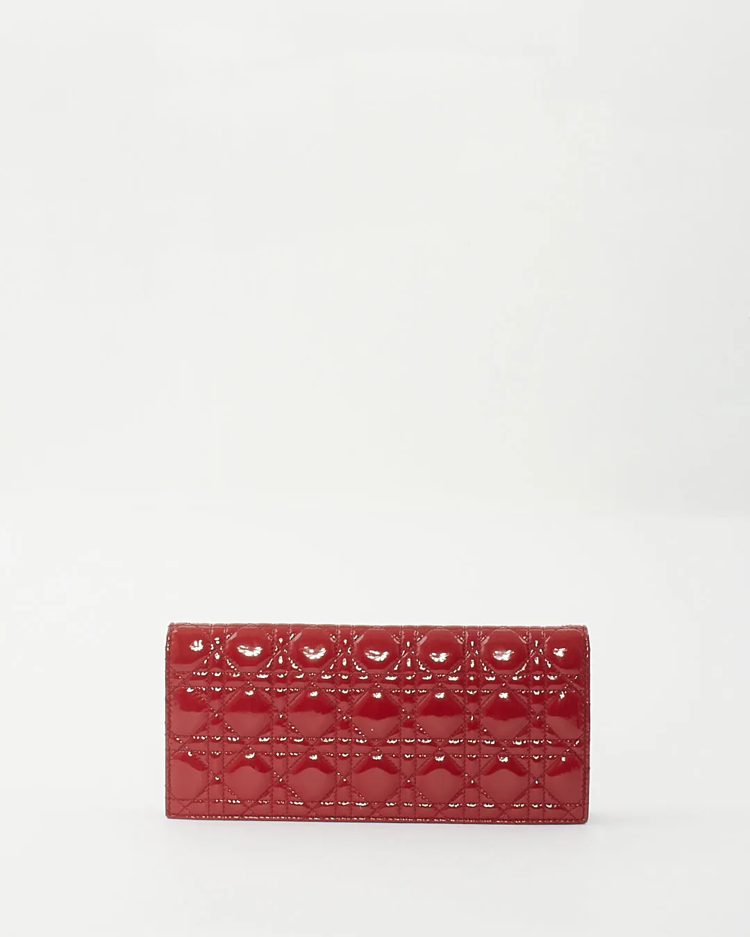 Dior Red Cannage Patent Leather Lady Dior Chain Clutch