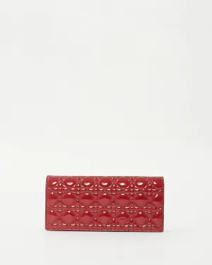 Dior Red Cannage Patent Leather Lady Dior Chain Clutch