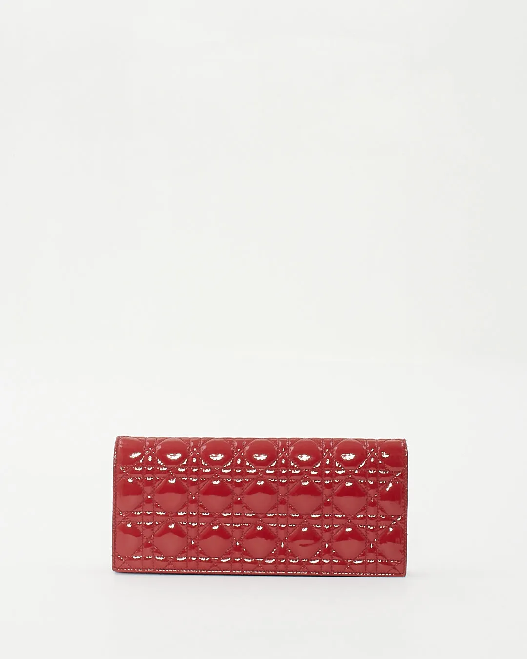 Dior Red Cannage Patent Leather Lady Dior Chain Clutch