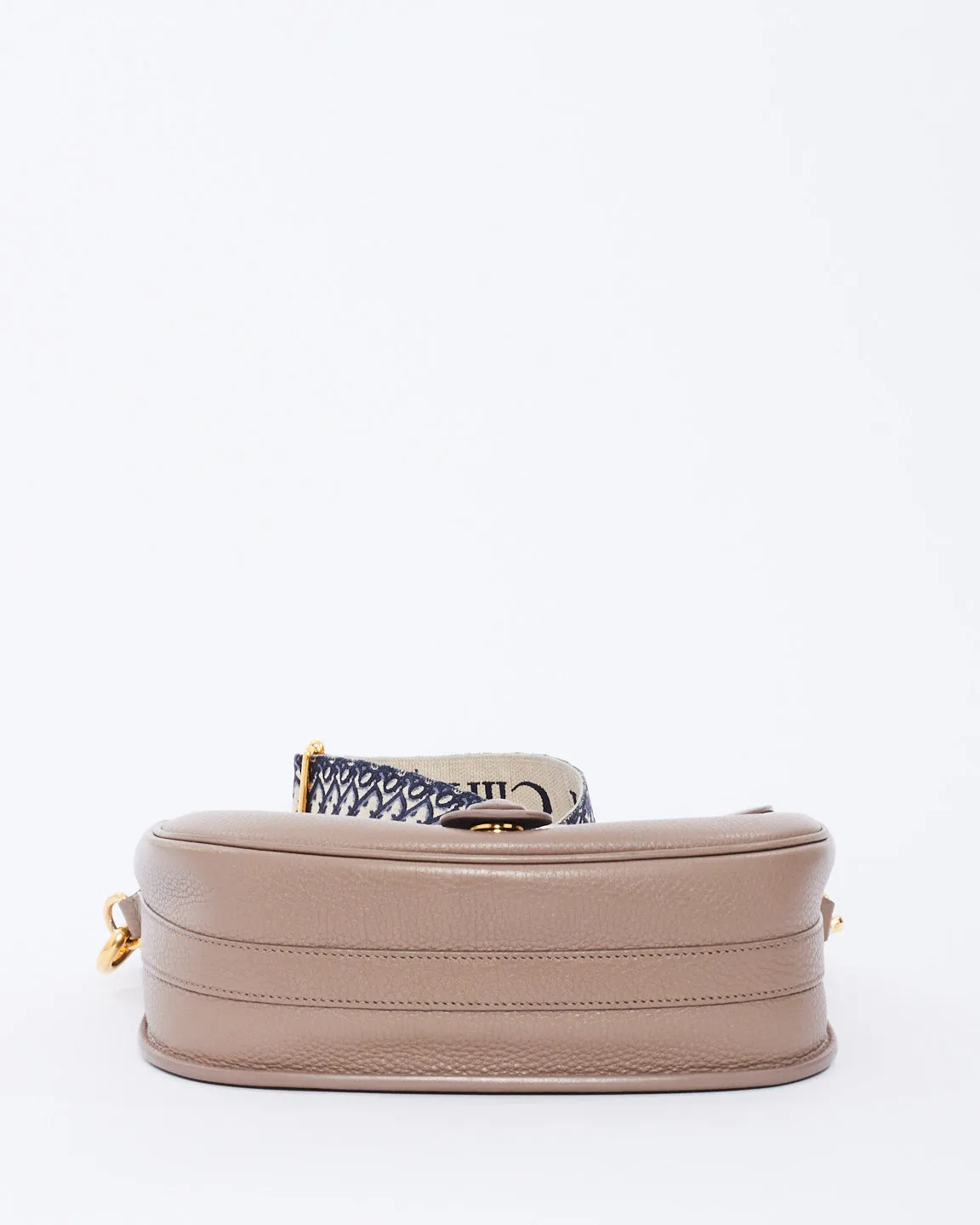 Dior Taupe Grained Leather Large Bobby Bag with Oblique Canvas Strap