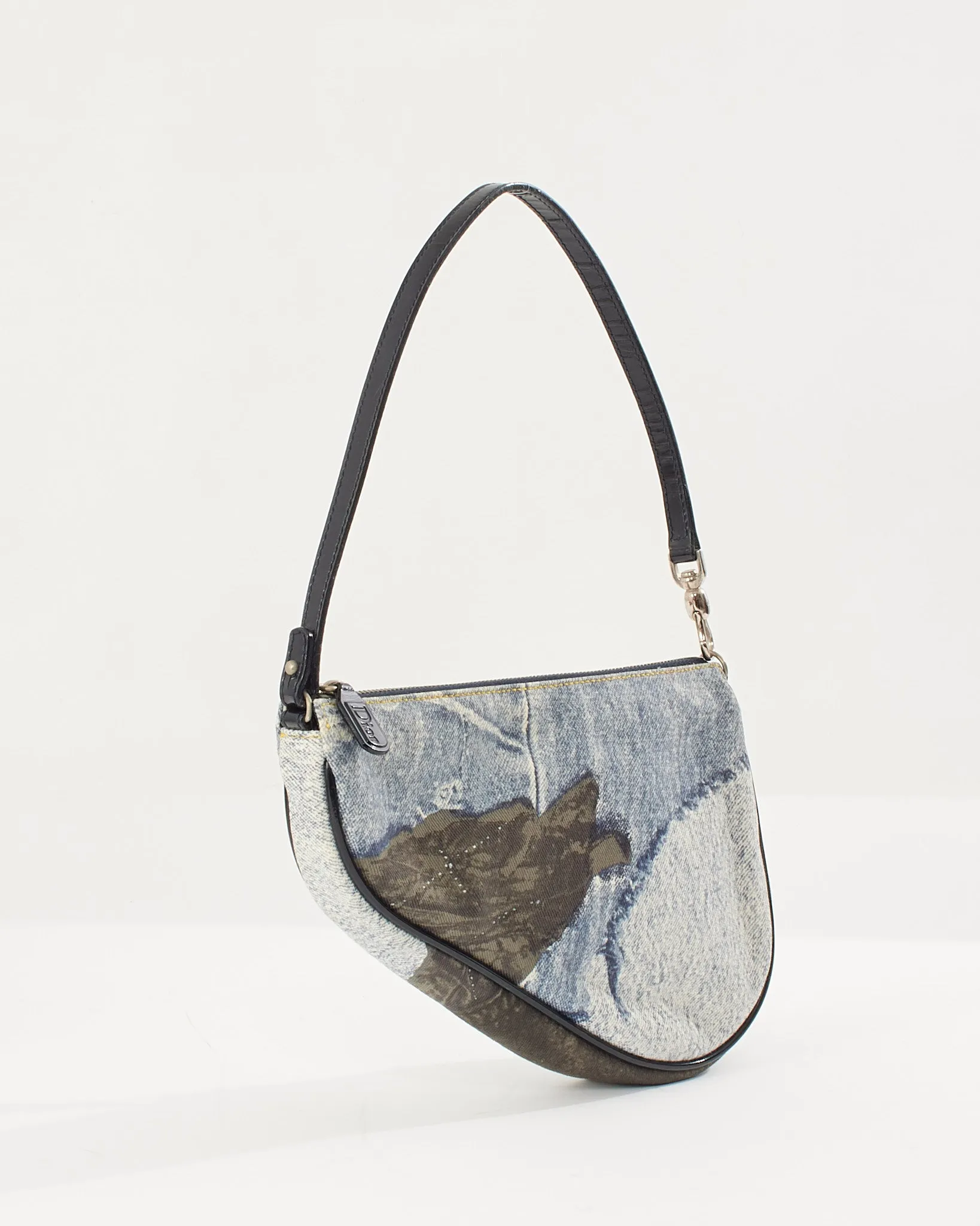 Dior Vintage Blue Denim Mini Saddle Bag Pochette