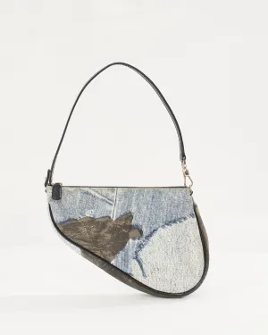 Dior Vintage Blue Denim Mini Saddle Bag Pochette