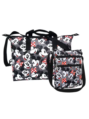 Disney Mickey & Minnie Mouse Duffel & Passport Bag Travel Set Weekender