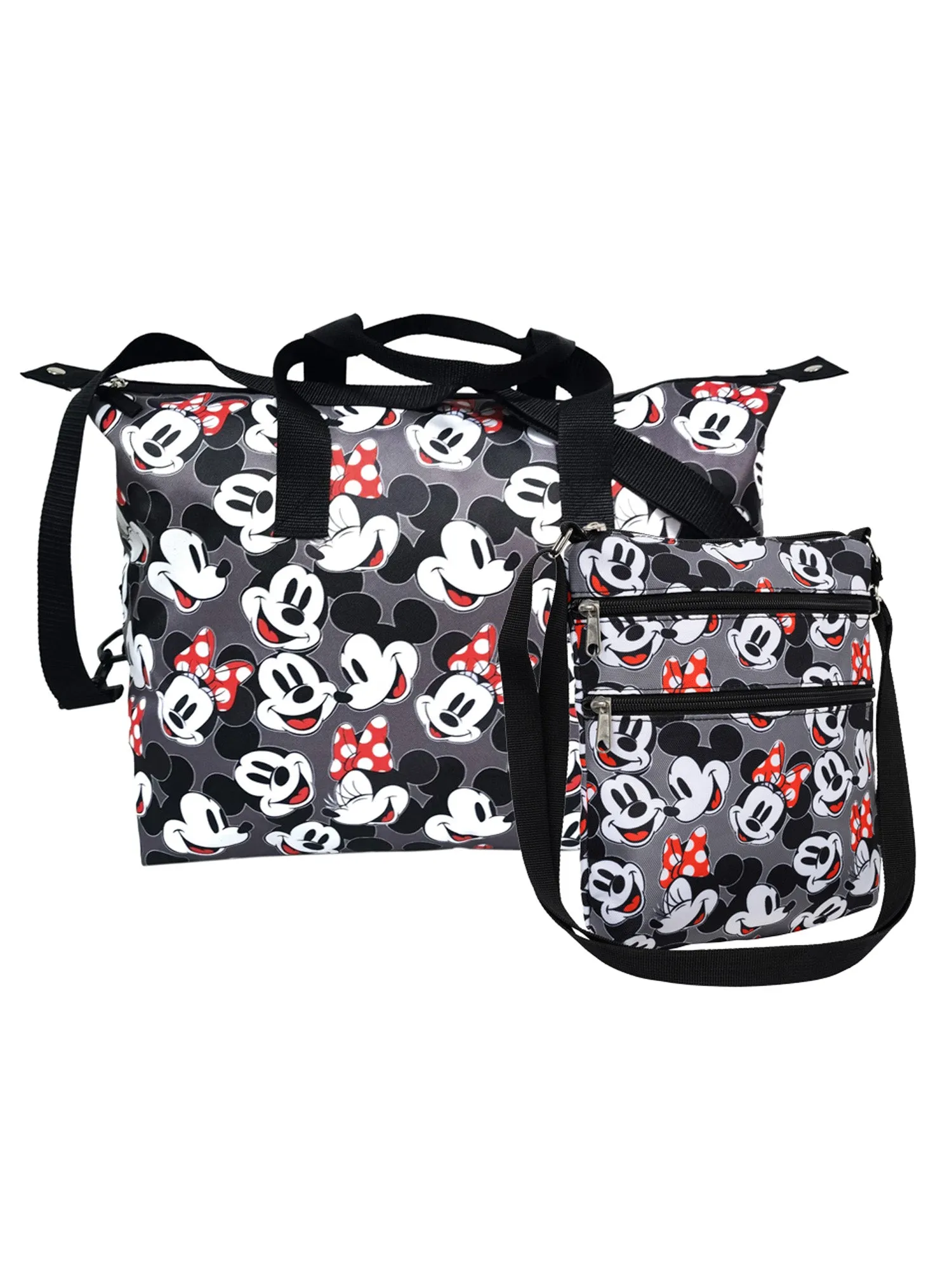 Disney Mickey & Minnie Mouse Duffel & Passport Bag Travel Set Weekender