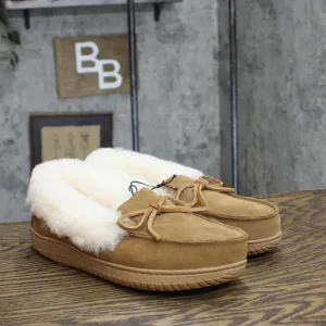 Dluxe by Dearfoams Womens Suede Fuzzy Moccasin Slippers 167602d2f3b34b Brown 7