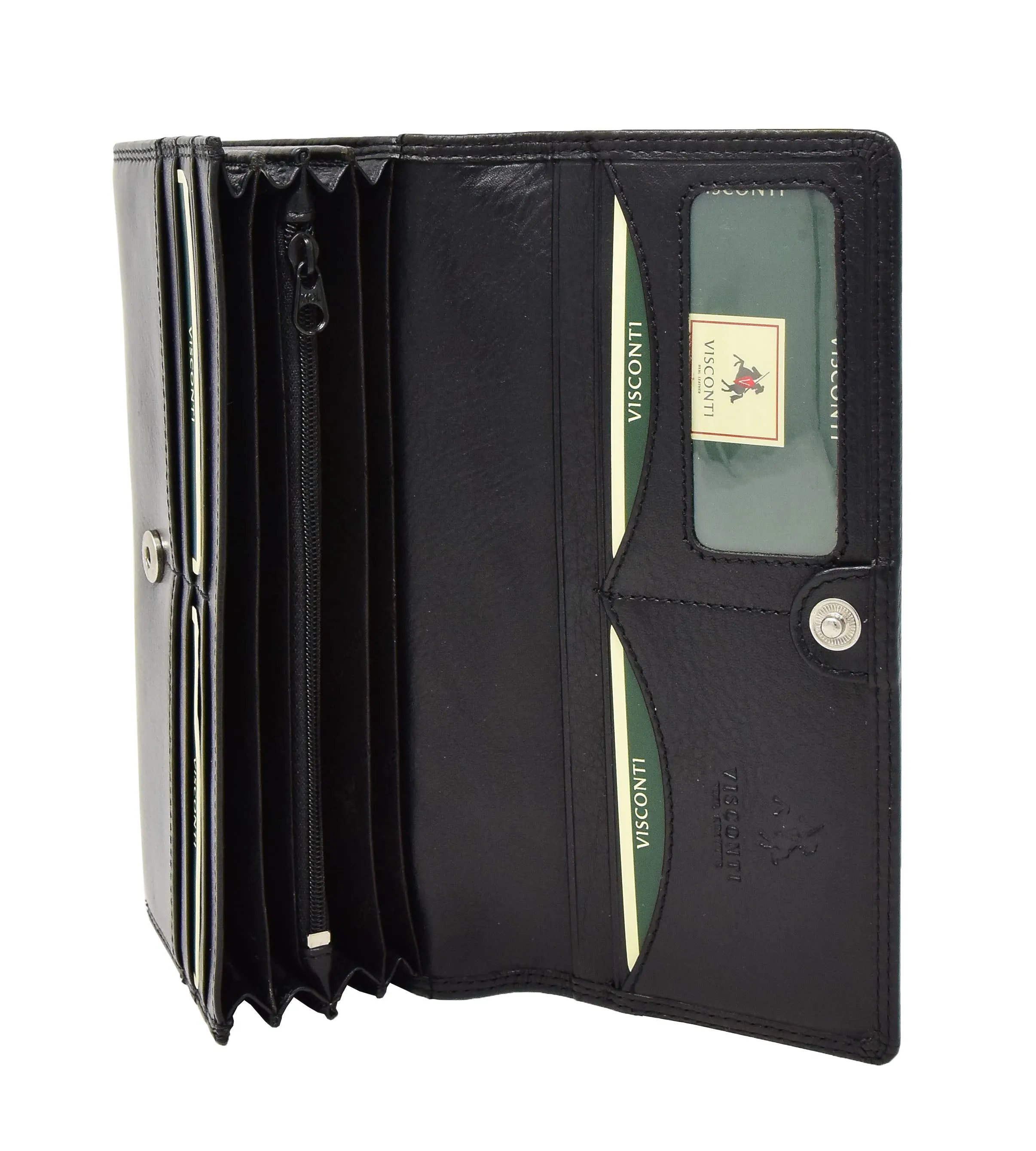DR428 Women's Envelope Style Leather Purse Black