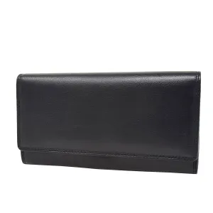 DR428 Women's Envelope Style Leather Purse Black