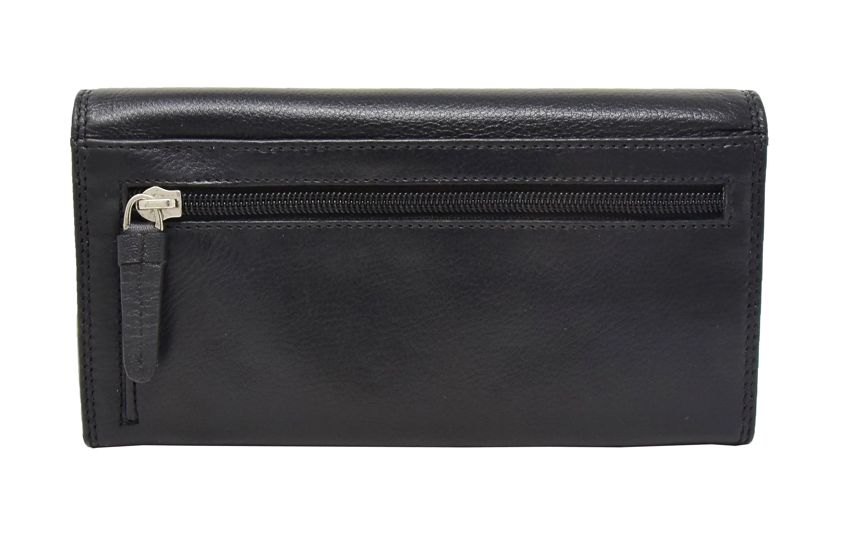 DR428 Women's Envelope Style Leather Purse Black