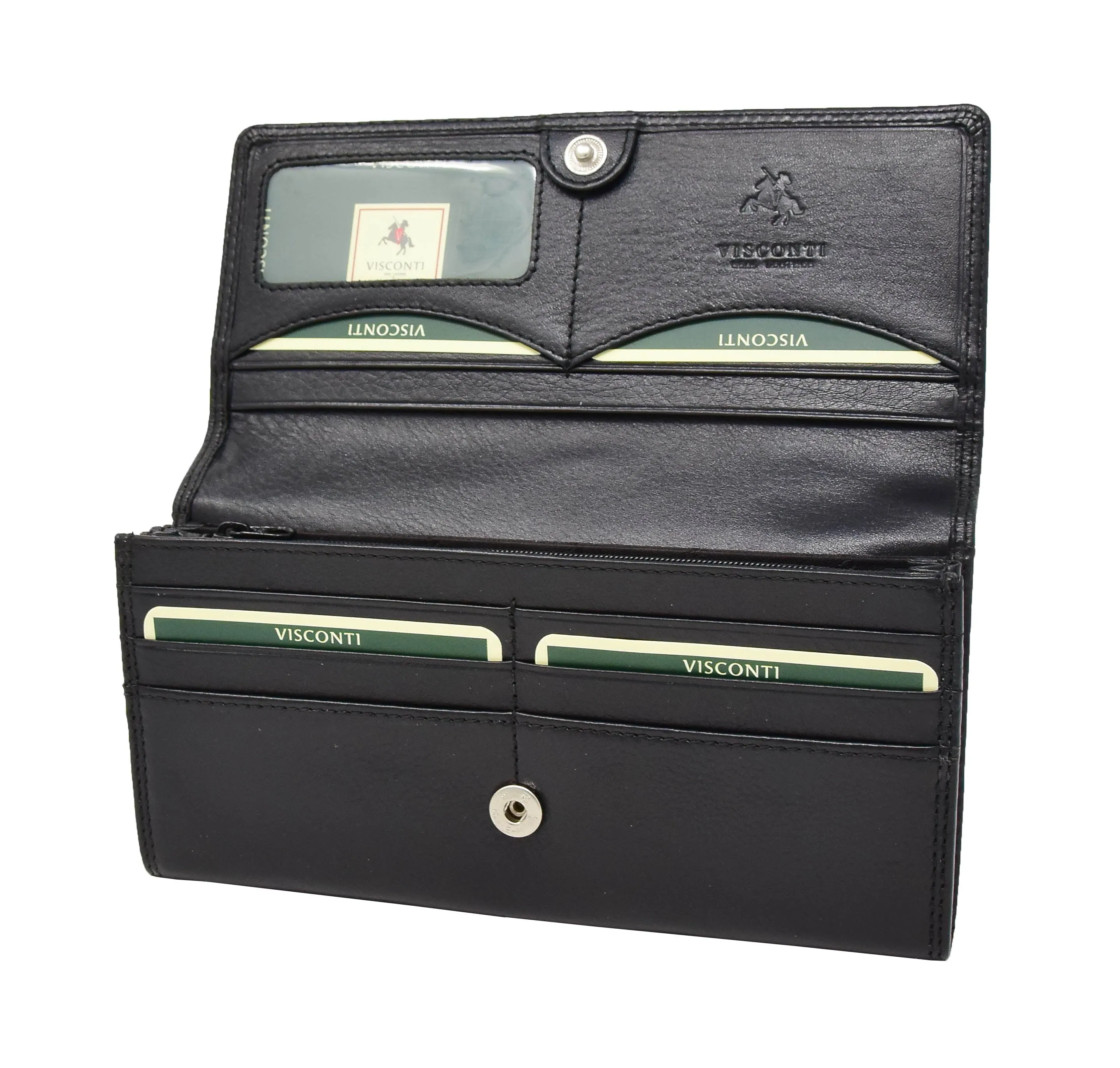 DR428 Women's Envelope Style Leather Purse Black