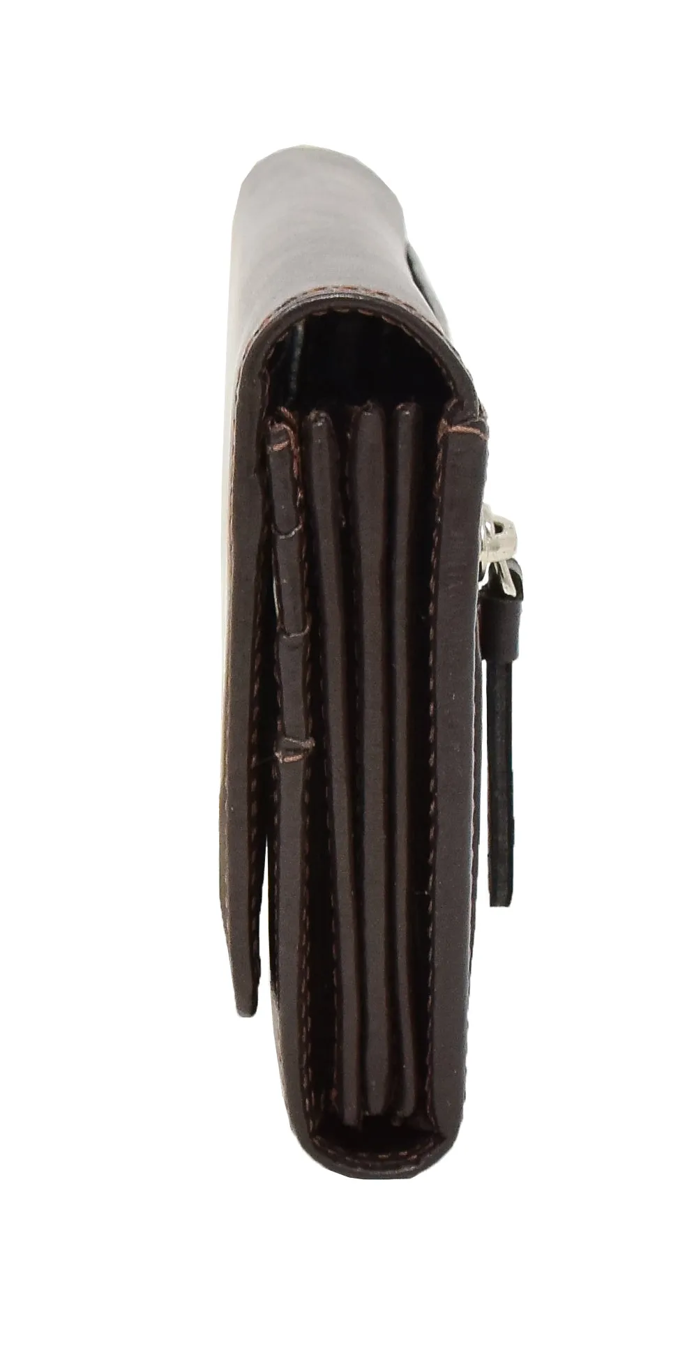 DR428 Women's Envelope Style Leather Purse Brown
