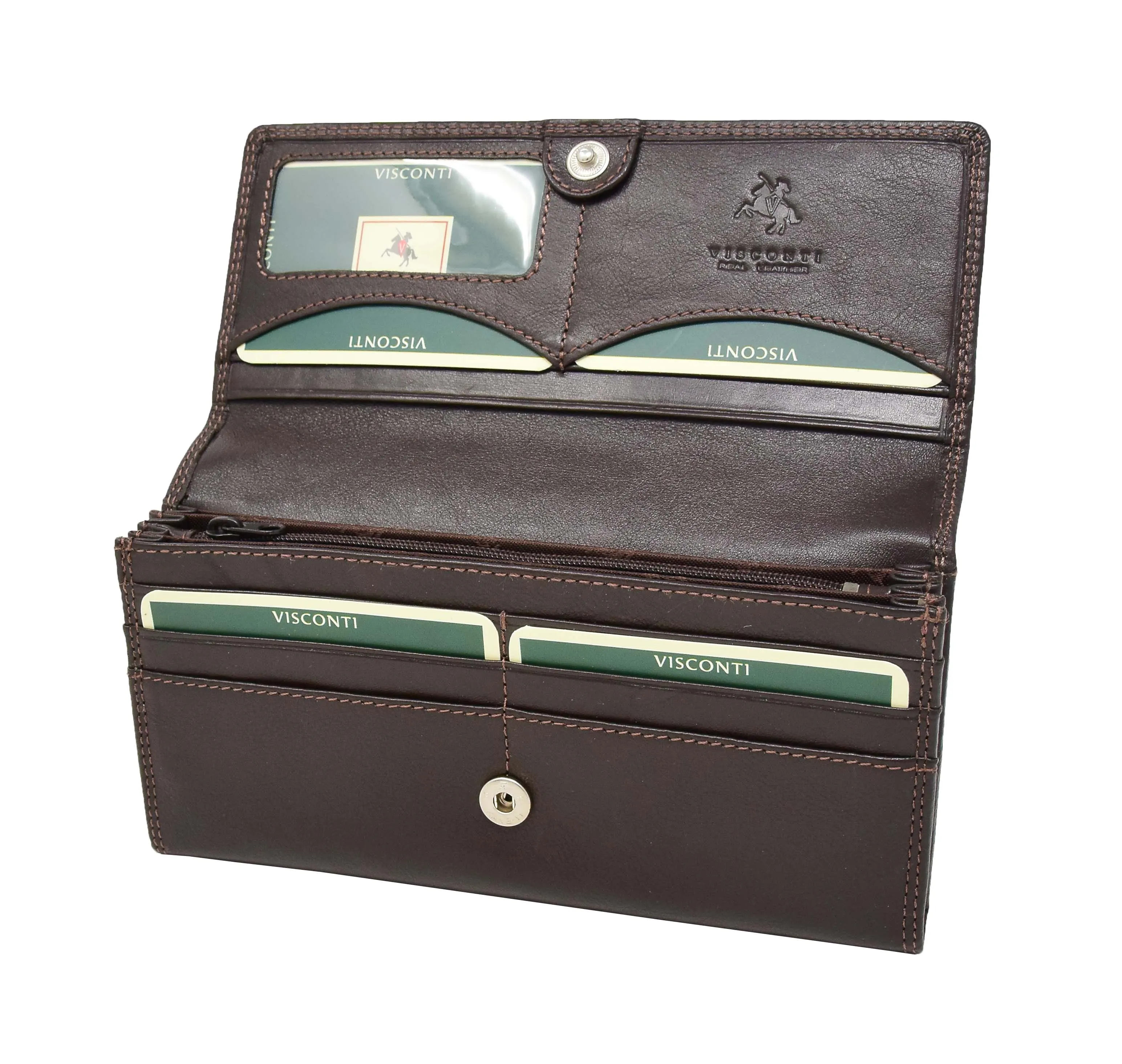 DR428 Women's Envelope Style Leather Purse Brown