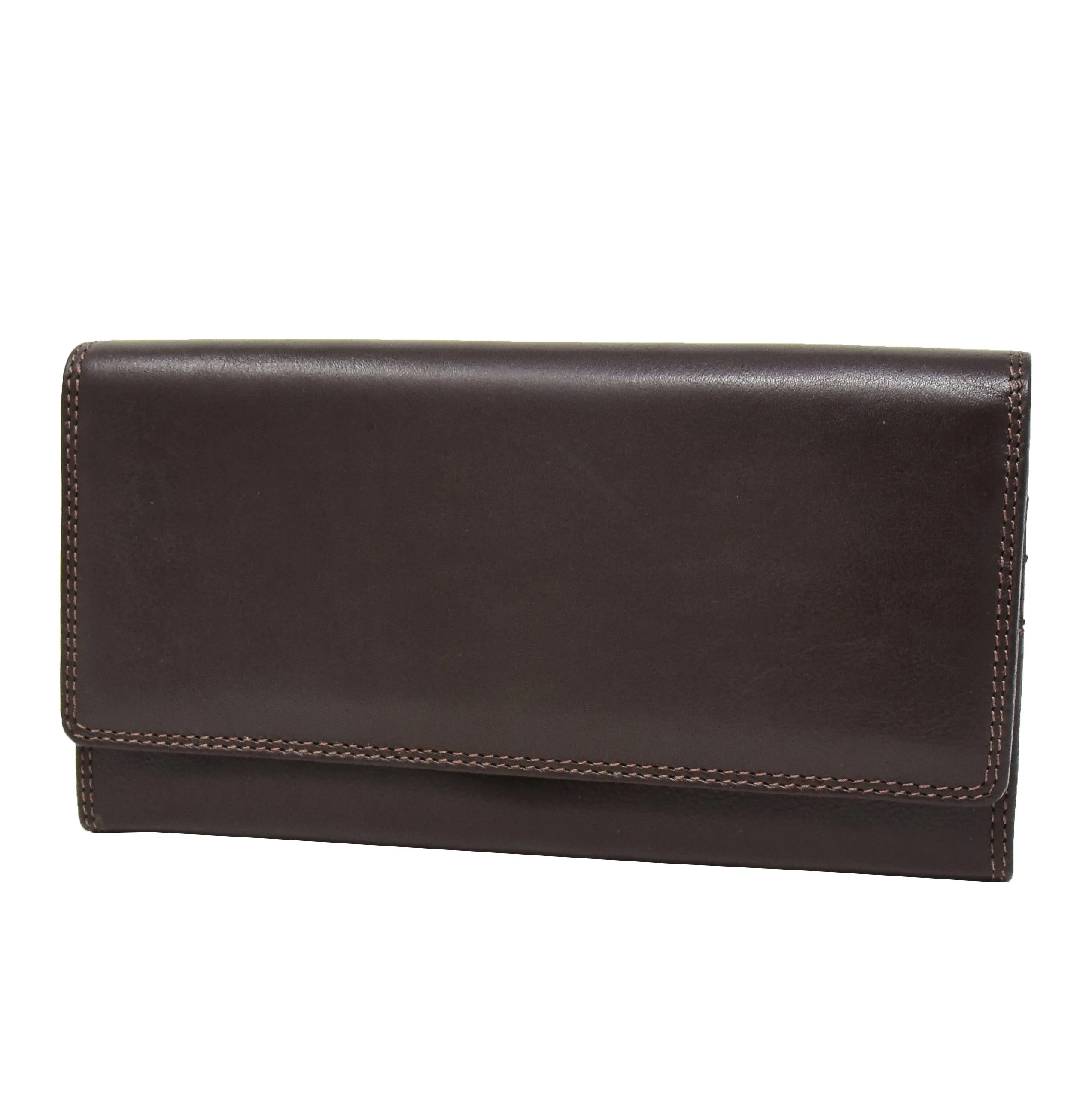 DR428 Women's Envelope Style Leather Purse Brown