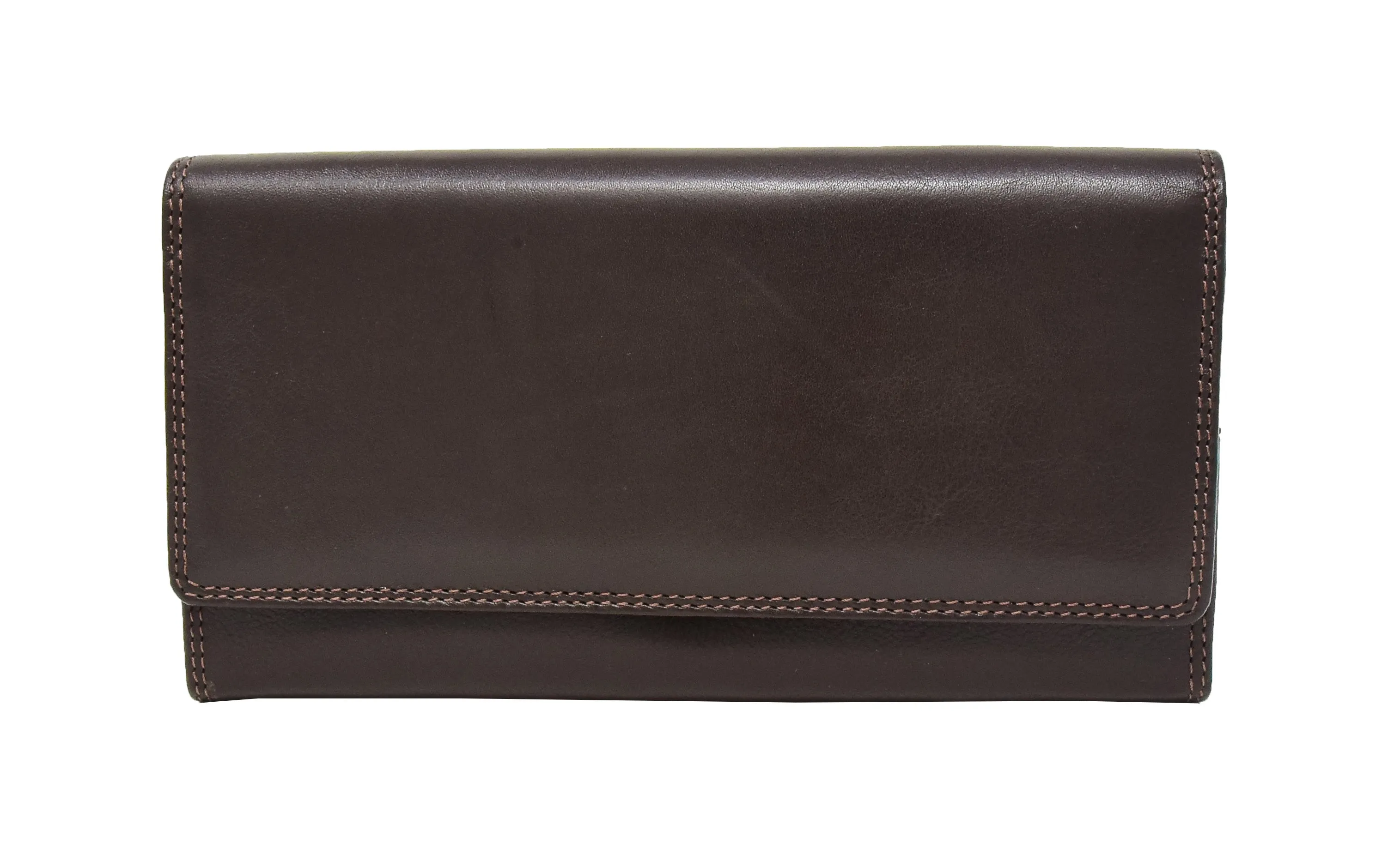DR428 Women's Envelope Style Leather Purse Brown