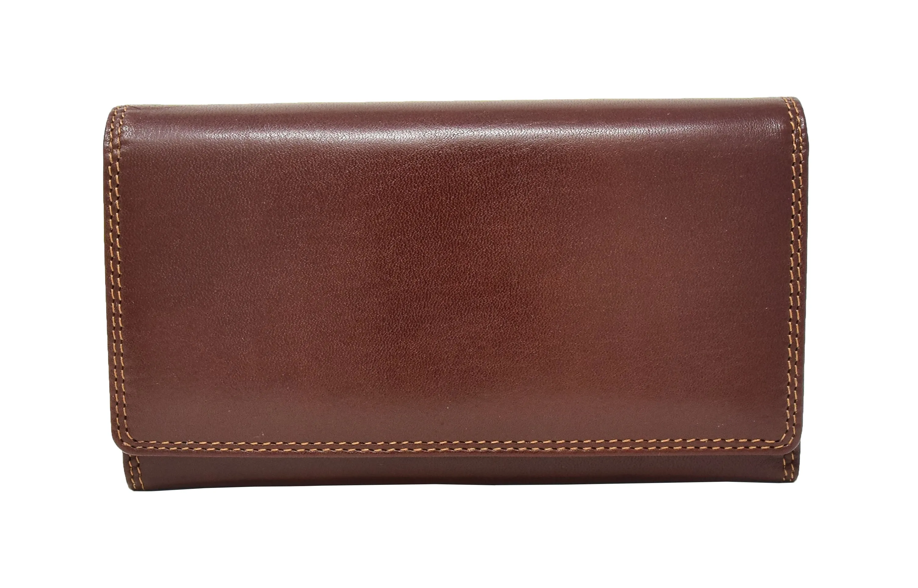 DR432 Women's Envelope Style Leather Purse Brown