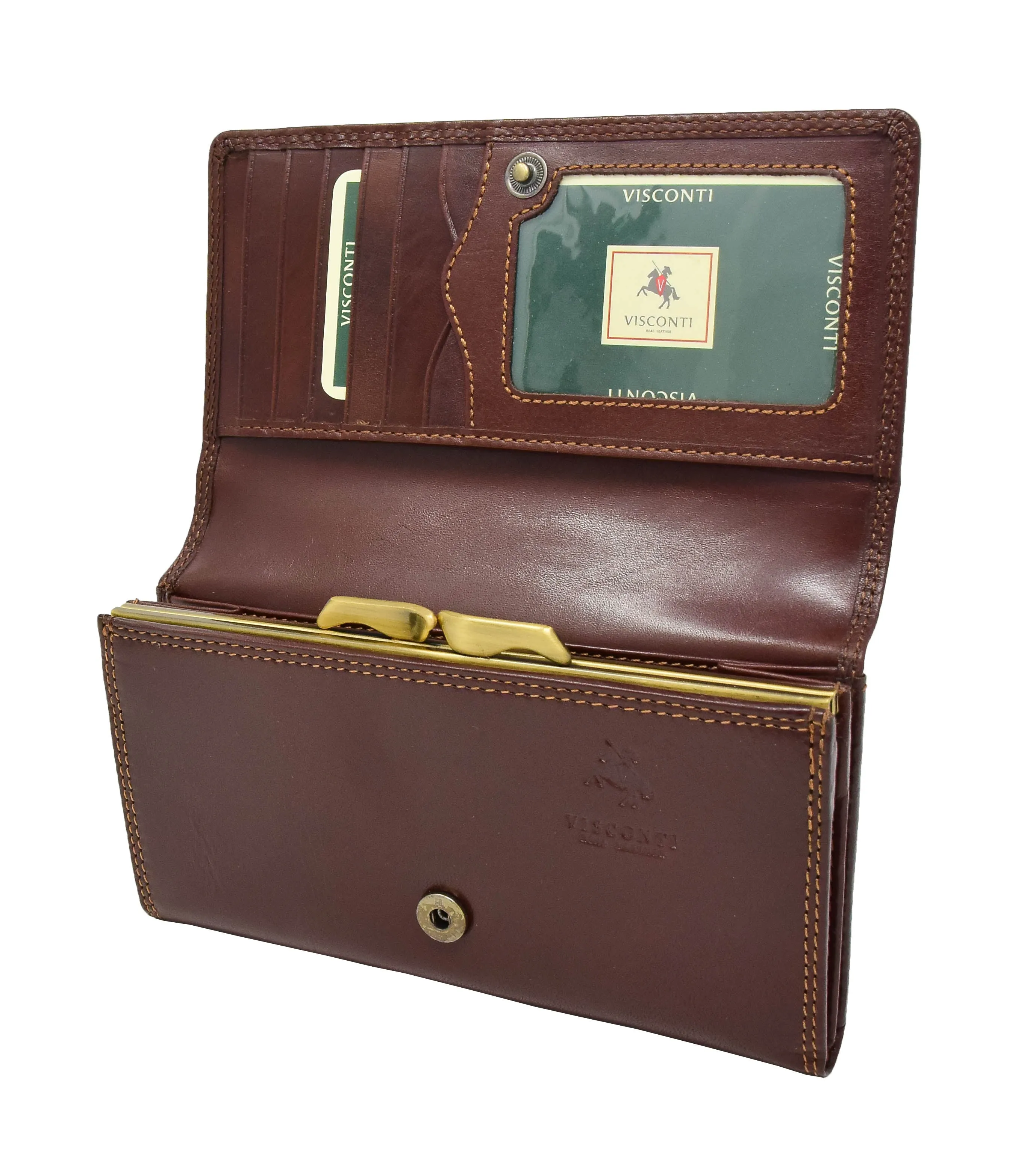 DR432 Women's Envelope Style Leather Purse Brown