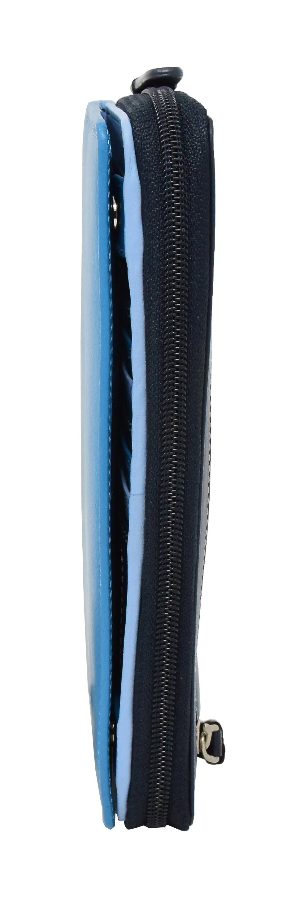 DR435 Women's Multi Colour Large Leather Purse Blue