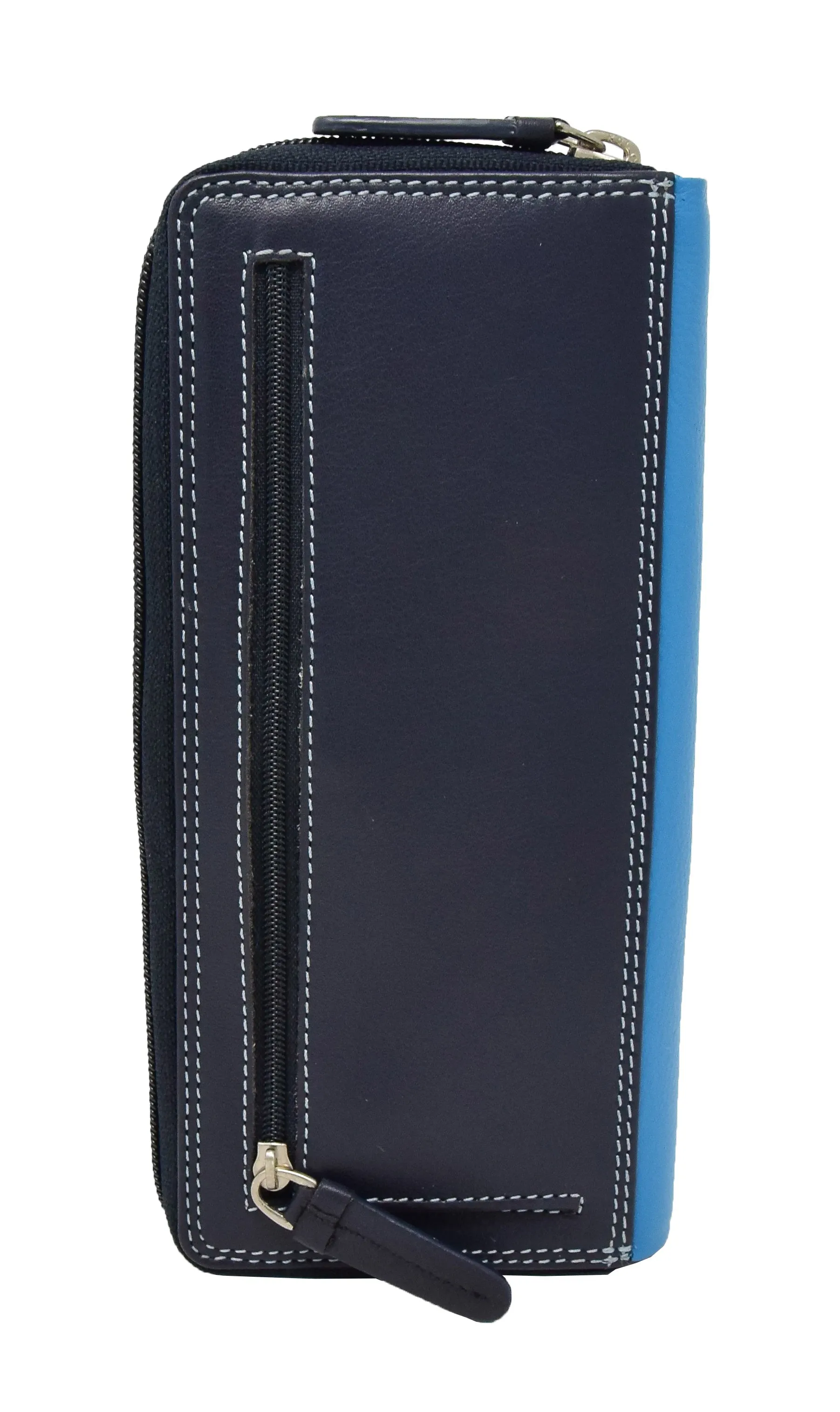 DR435 Women's Multi Colour Large Leather Purse Blue