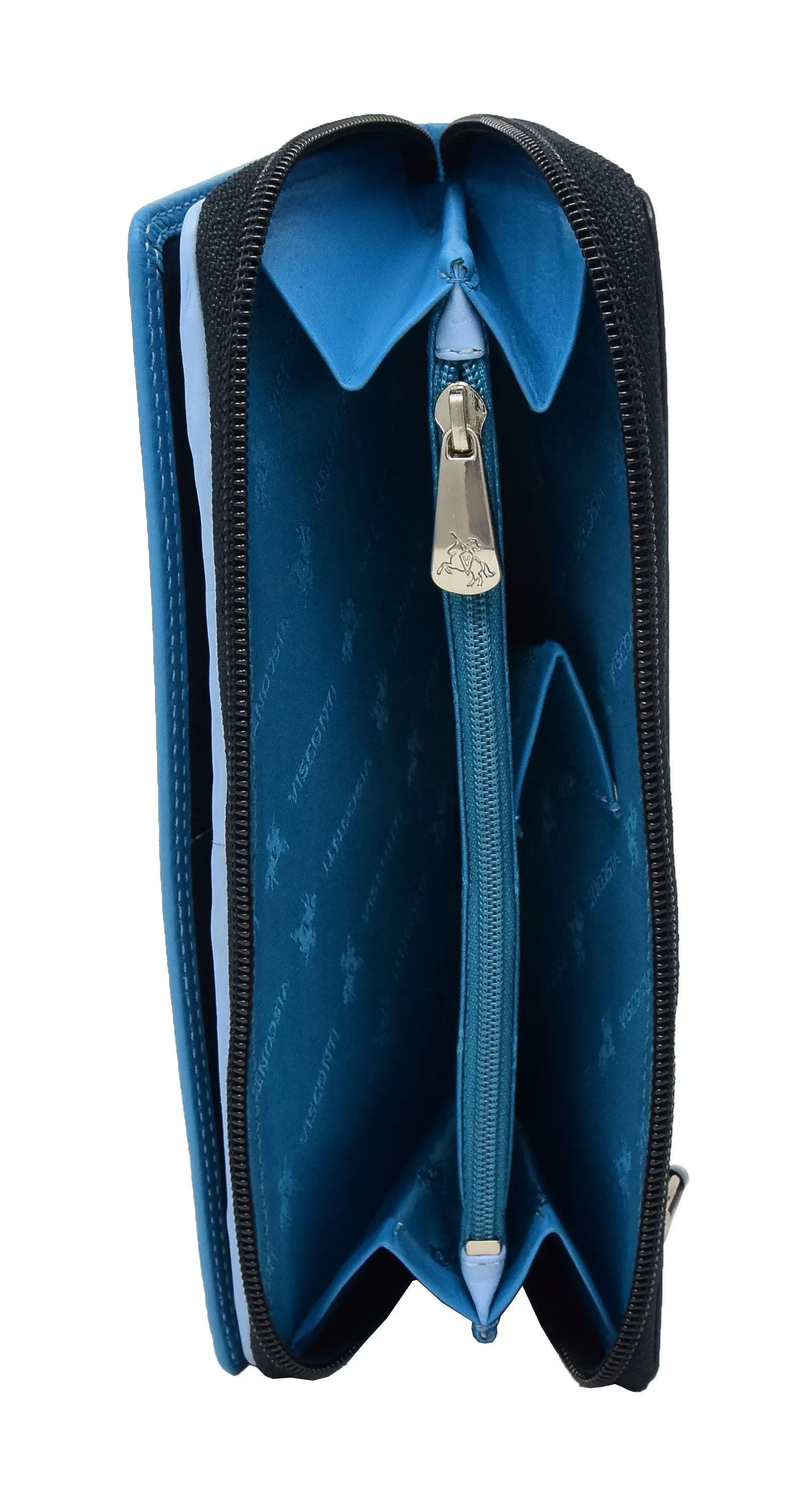DR435 Women's Multi Colour Large Leather Purse Blue