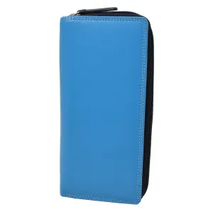 DR435 Women's Multi Colour Large Leather Purse Blue