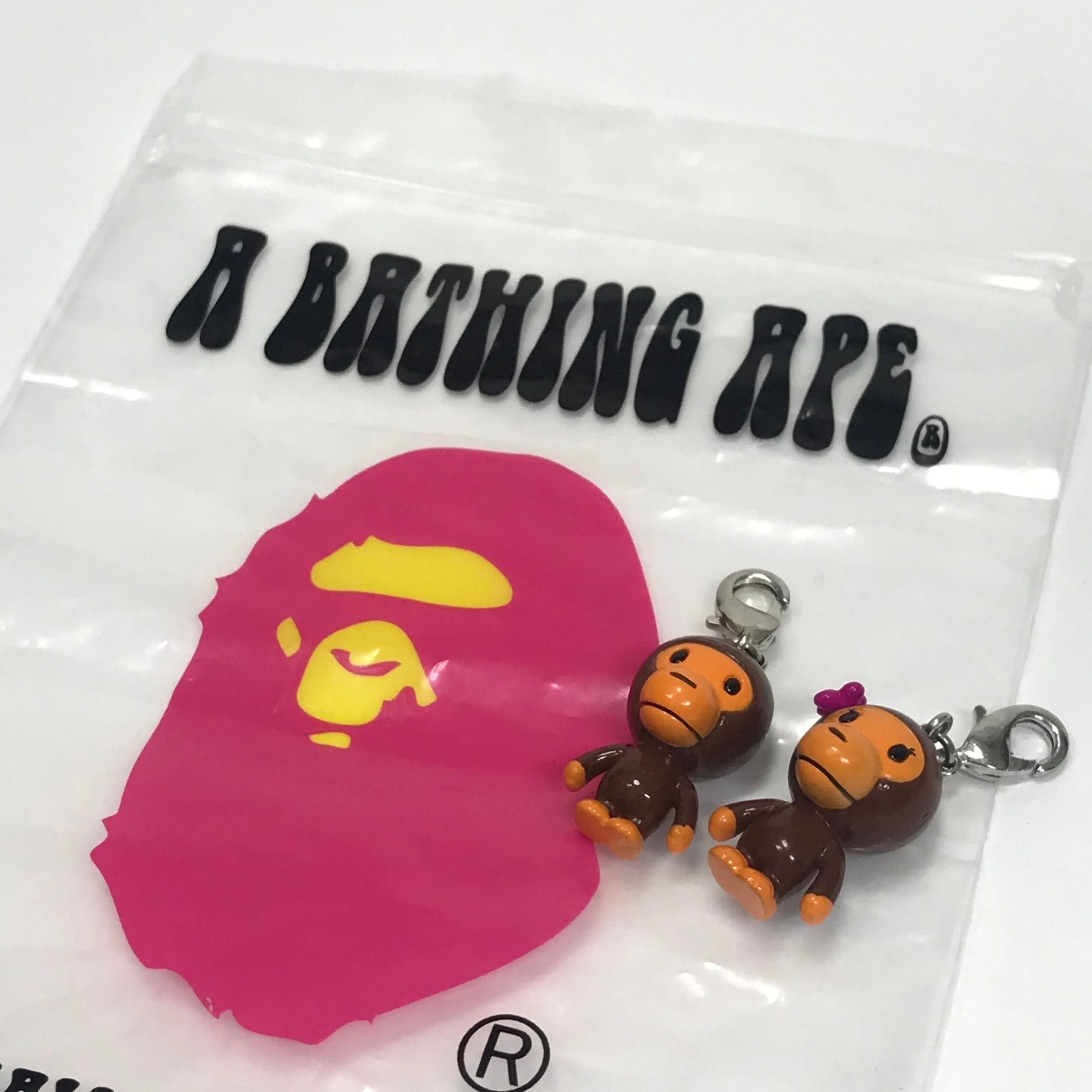 DS! A Bathing Ape Bape Baby Milo Vintage His/Hers Vinyl Keychain Set Brown