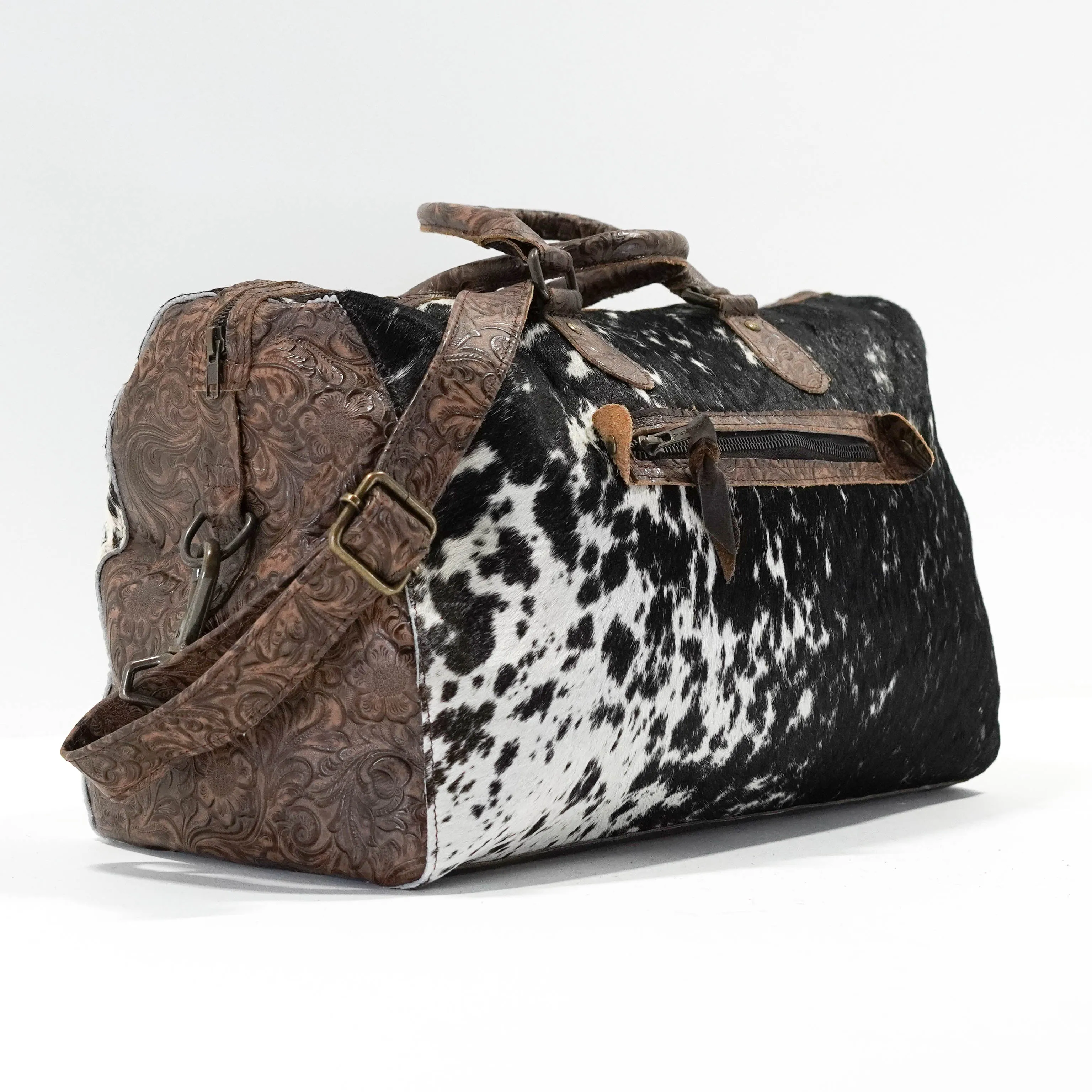 Duffel - Black & White w/ Mocha Wildflower
