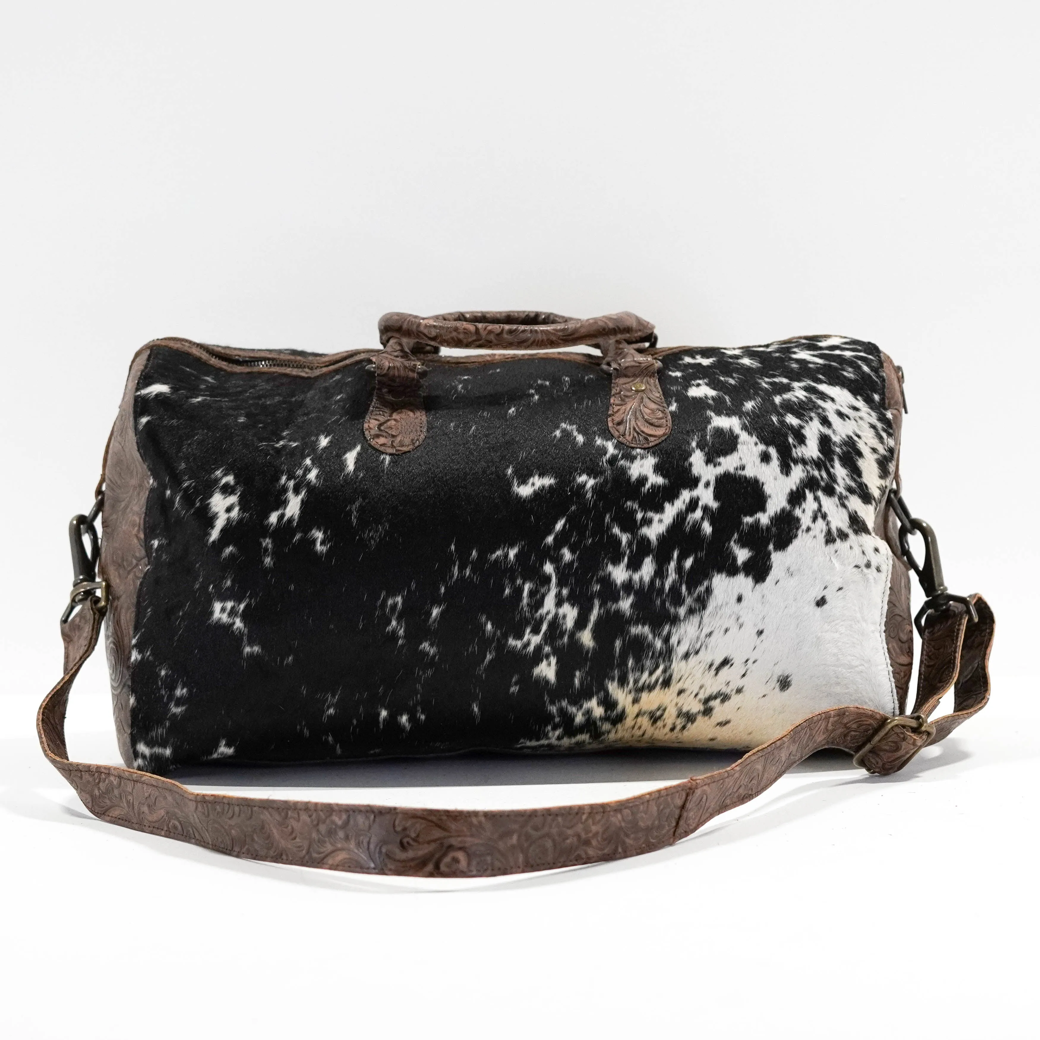 Duffel - Black & White w/ Mocha Wildflower