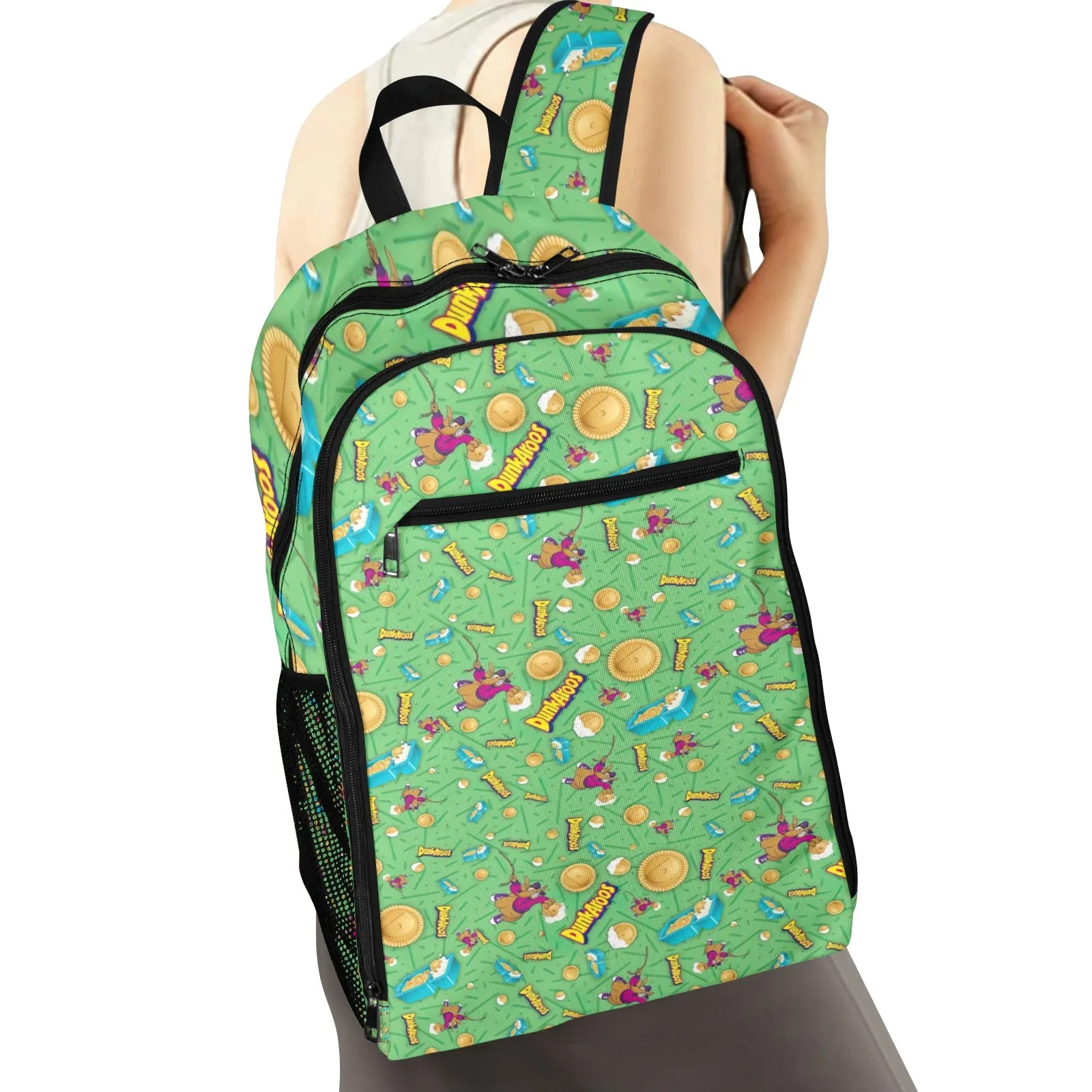 Dunkaroos Green Pattern All Over Print Leisure Sports Backpack