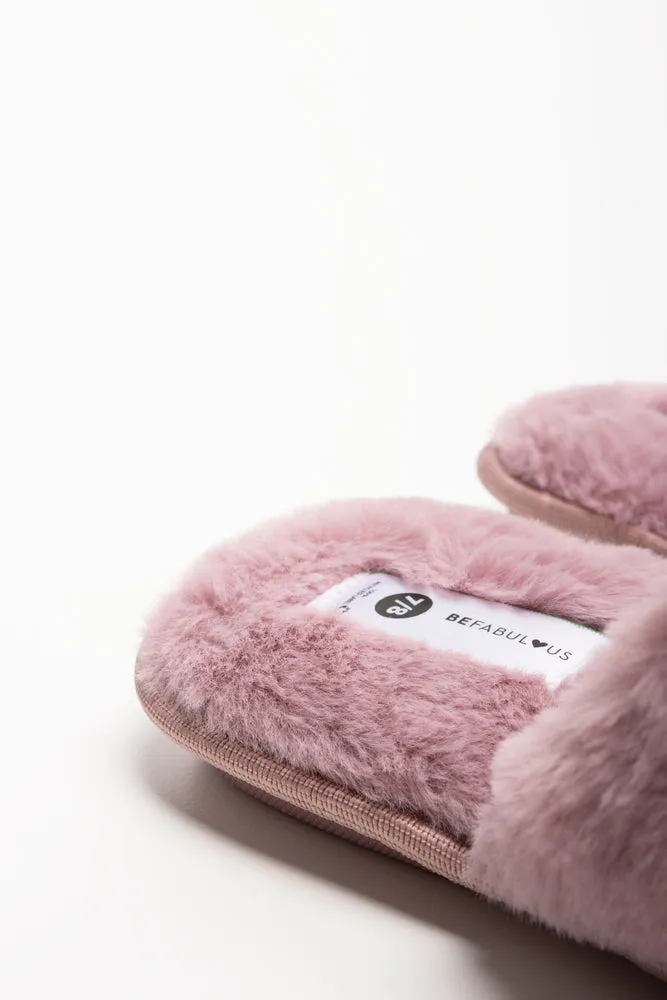 Embossed Velvet Slippers Pink