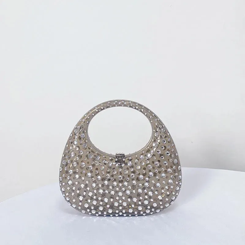 Fashion Women Diamond Handbags and Purses Transparent Acrylic Luxury Party Prom Evening Bag Casual Bling Bling Clear Clutch