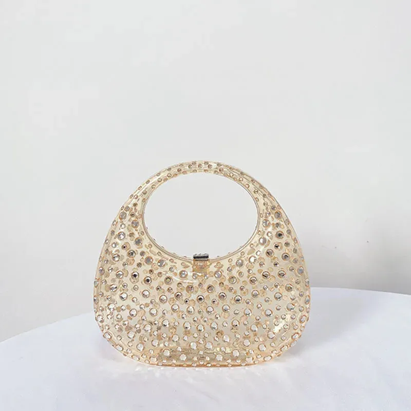 Fashion Women Diamond Handbags and Purses Transparent Acrylic Luxury Party Prom Evening Bag Casual Bling Bling Clear Clutch