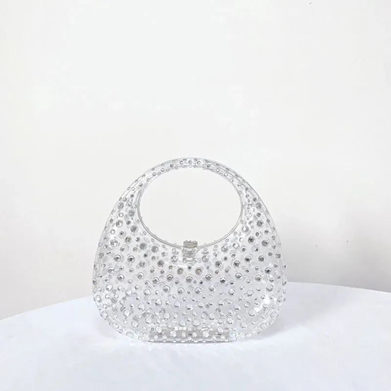 Fashion Women Diamond Handbags and Purses Transparent Acrylic Luxury Party Prom Evening Bag Casual Bling Bling Clear Clutch