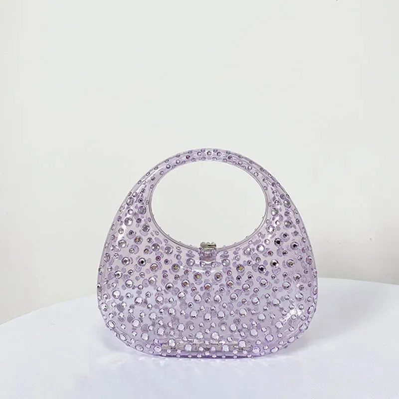 Fashion Women Diamond Handbags and Purses Transparent Acrylic Luxury Party Prom Evening Bag Casual Bling Bling Clear Clutch