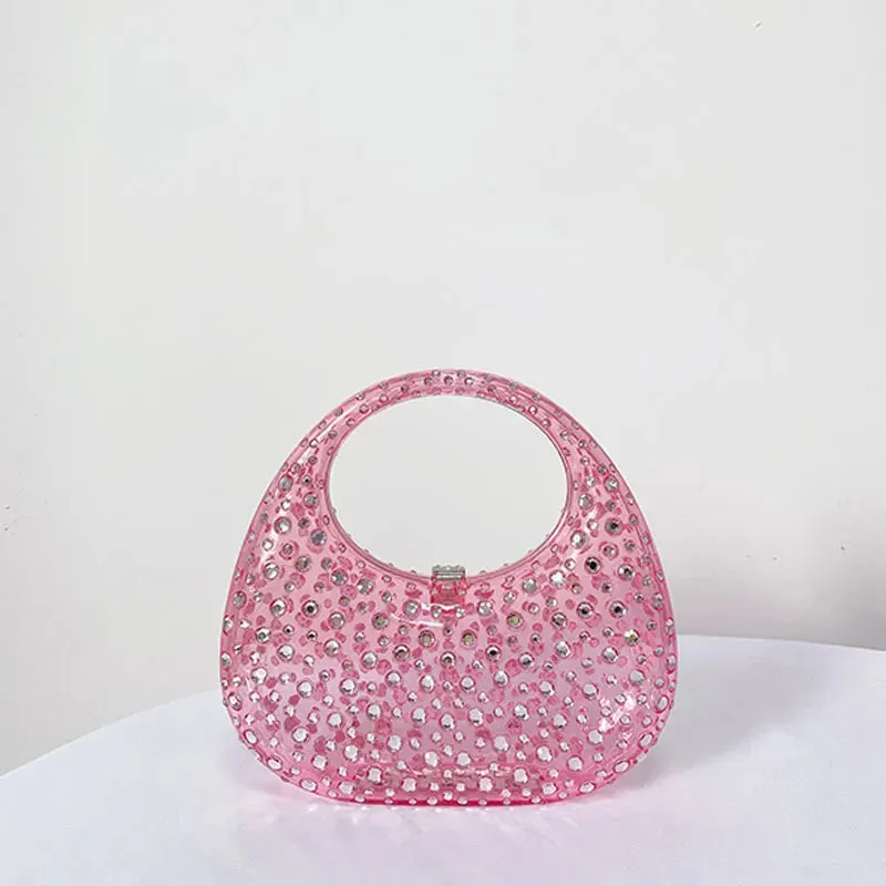Fashion Women Diamond Handbags and Purses Transparent Acrylic Luxury Party Prom Evening Bag Casual Bling Bling Clear Clutch