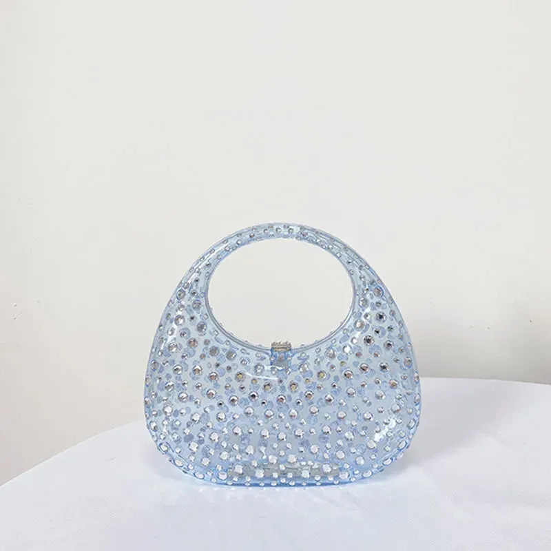 Fashion Women Diamond Handbags and Purses Transparent Acrylic Luxury Party Prom Evening Bag Casual Bling Bling Clear Clutch