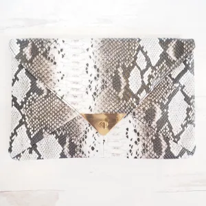 Faux Snakeskin Envelope Handbag