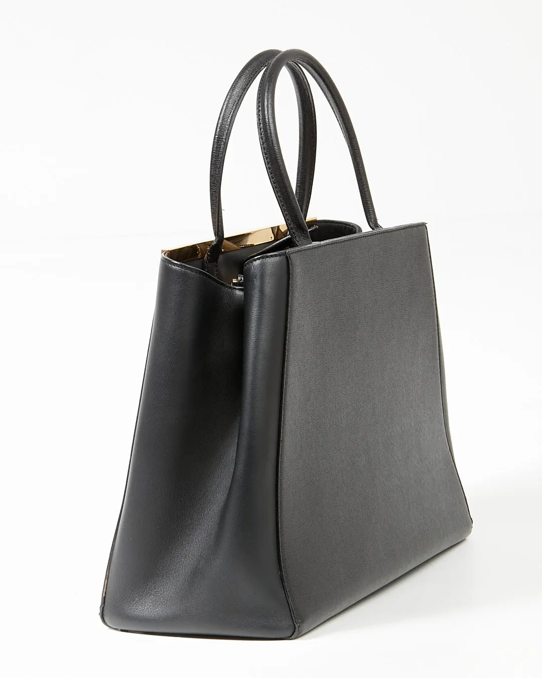 Fendi Black Leather Medium 2Jours Elite Tote Bag