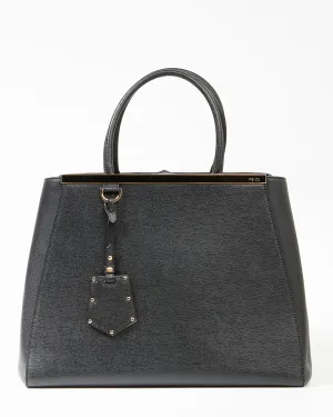 Fendi Black Leather Medium 2Jours Elite Tote Bag